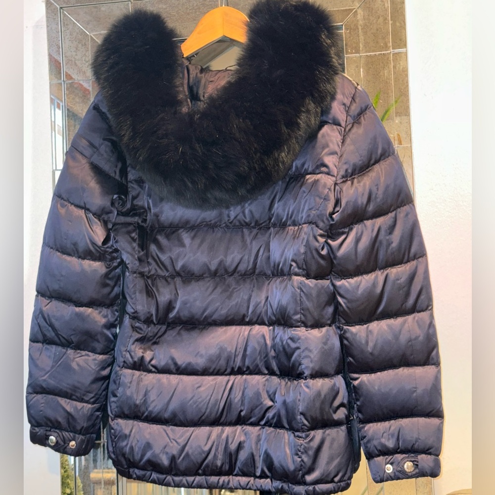 Women's PRADA Down Puffer Coat Hooded Real Fox Fur  RARE Size 38 ~Small - Picture 5 of 5